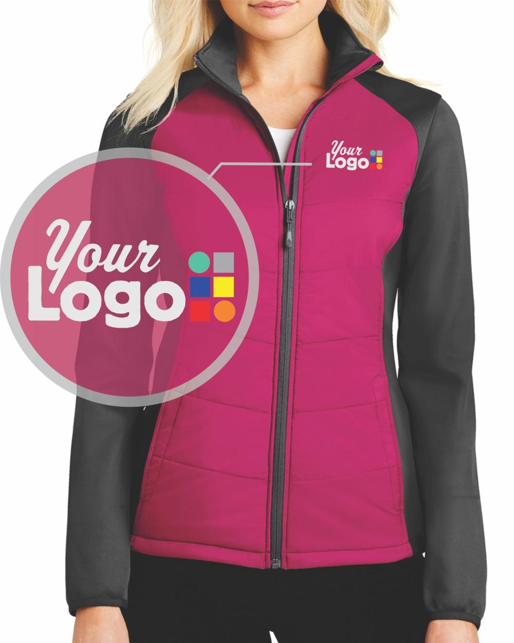 Port Authority Hybrid Soft-Shell Custom Jacket, color: Pink Azalea/Grey Steel