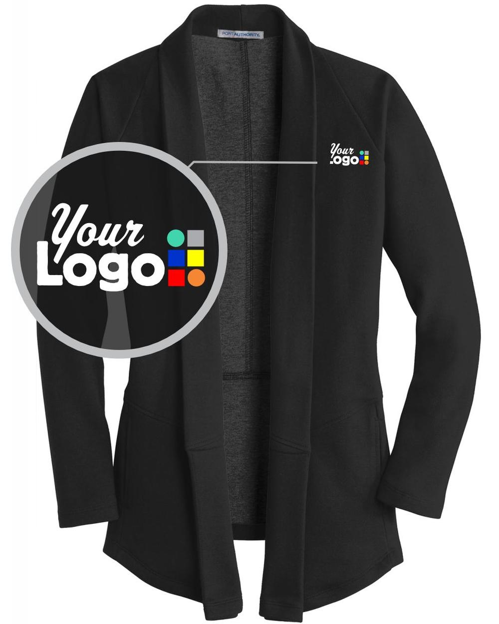 Port Authority Interlock Cardigan Custom Jacket, color: Deep Black