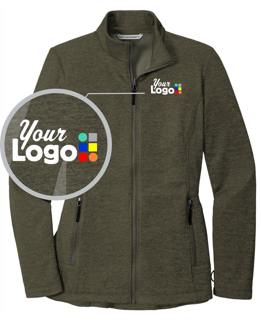 Port Authority Collective Striated Fleece Custom Jacket, color: Deep Olive Heather