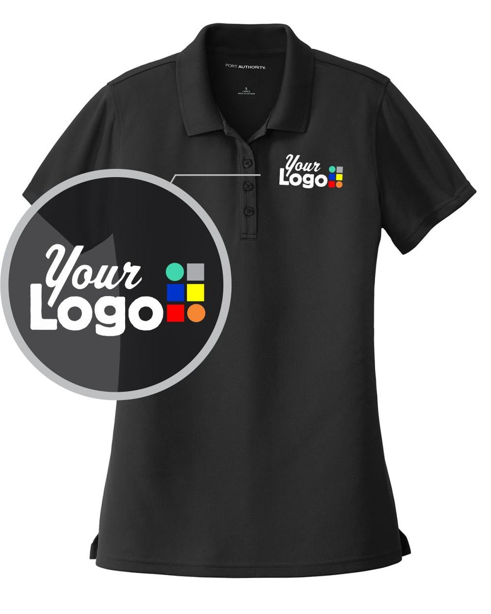 Port Authority S/S DryZone UV MicroMesh Custom Golf Shirt, color: Deep Black