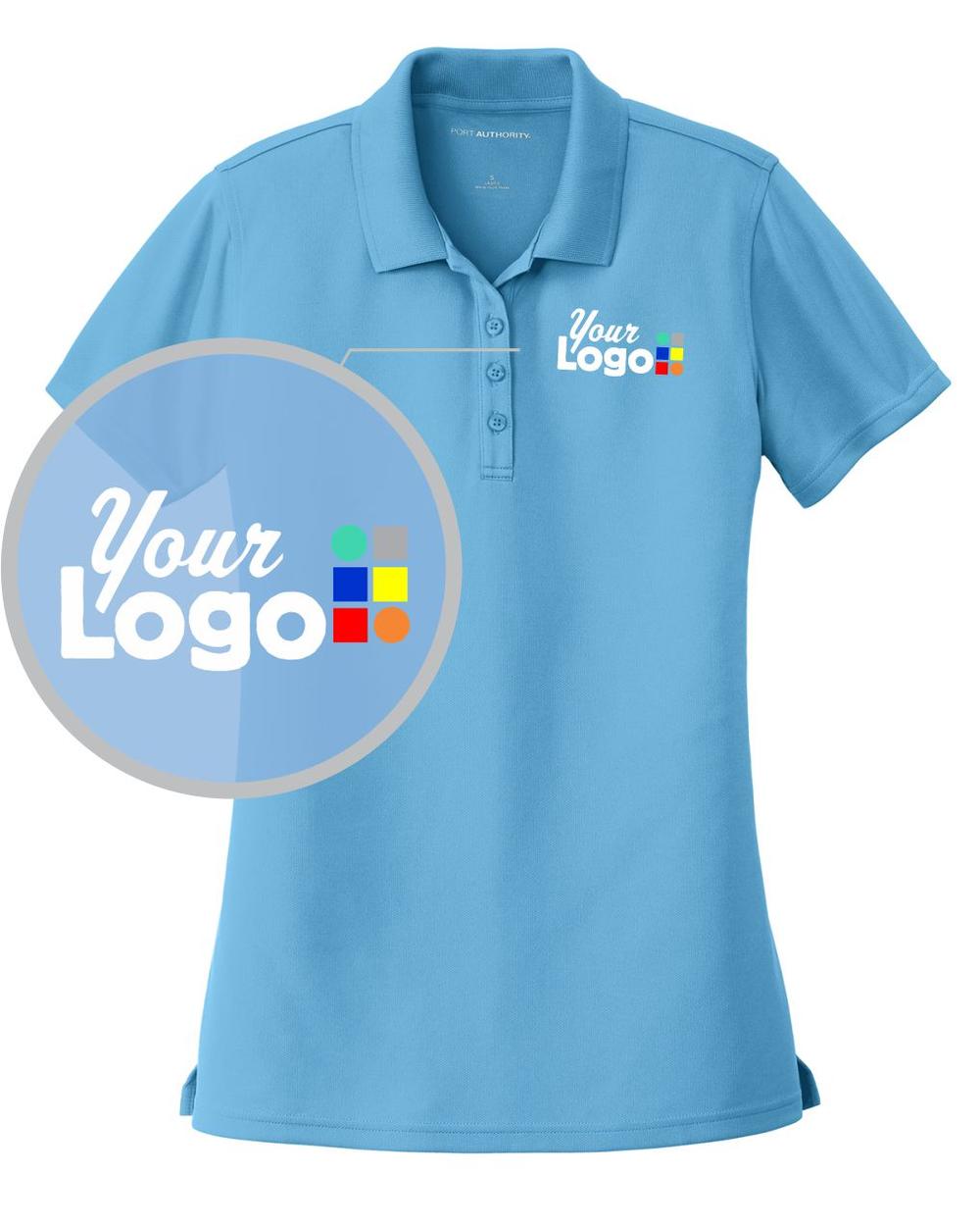 Port Authority S/S DryZone UV MicroMesh Custom Golf Shirt, color: Carolina Blue