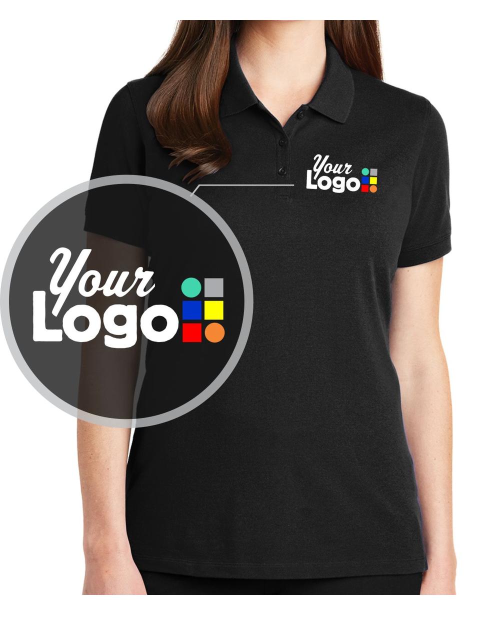 Port Authority S/S EZCotton Custom Golf Shirt, color: Black