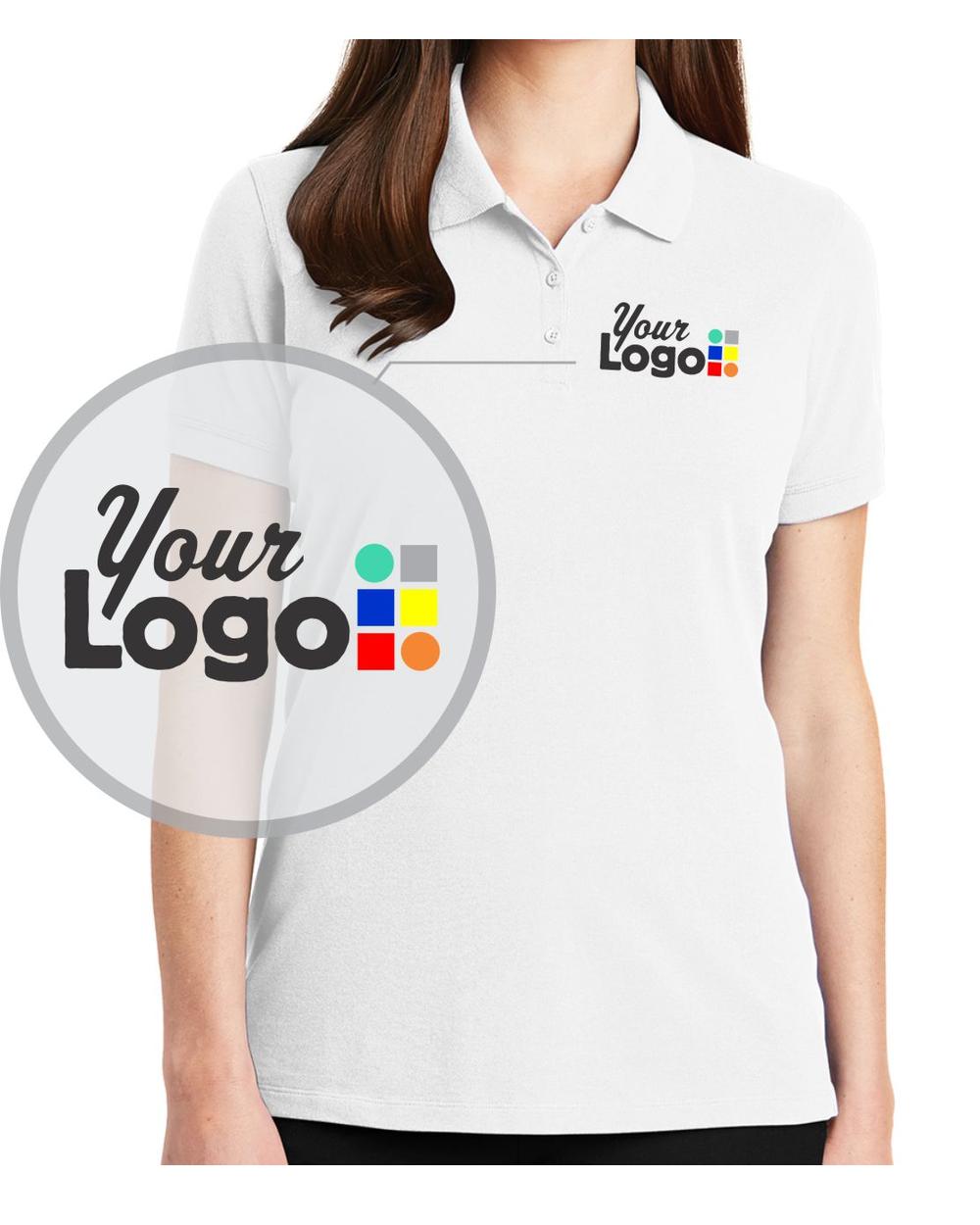 Port Authority S/S EZCotton Custom Golf Shirt, color: White