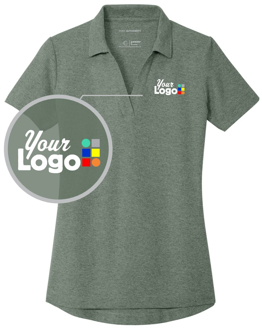Port Authority S/S C-Free Cotton Blend Pique Custom Golf Shirt, color: Dark Green Heather