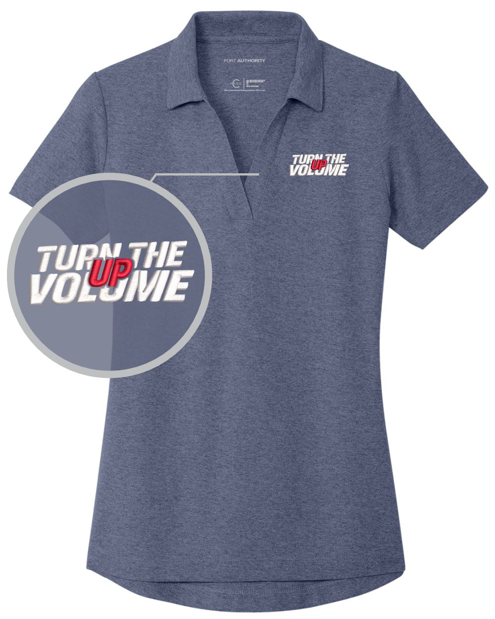 Port Authority S/S C-Free Blend Turn The Volume Up Golf Shirt, color: Navy Heather