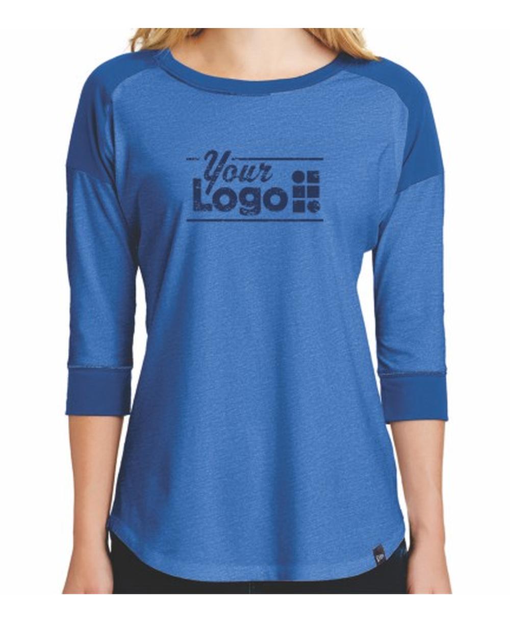 New Era 3/4 Heritage Raglan Custom T-Shirt, color: Royal Heather/Royal