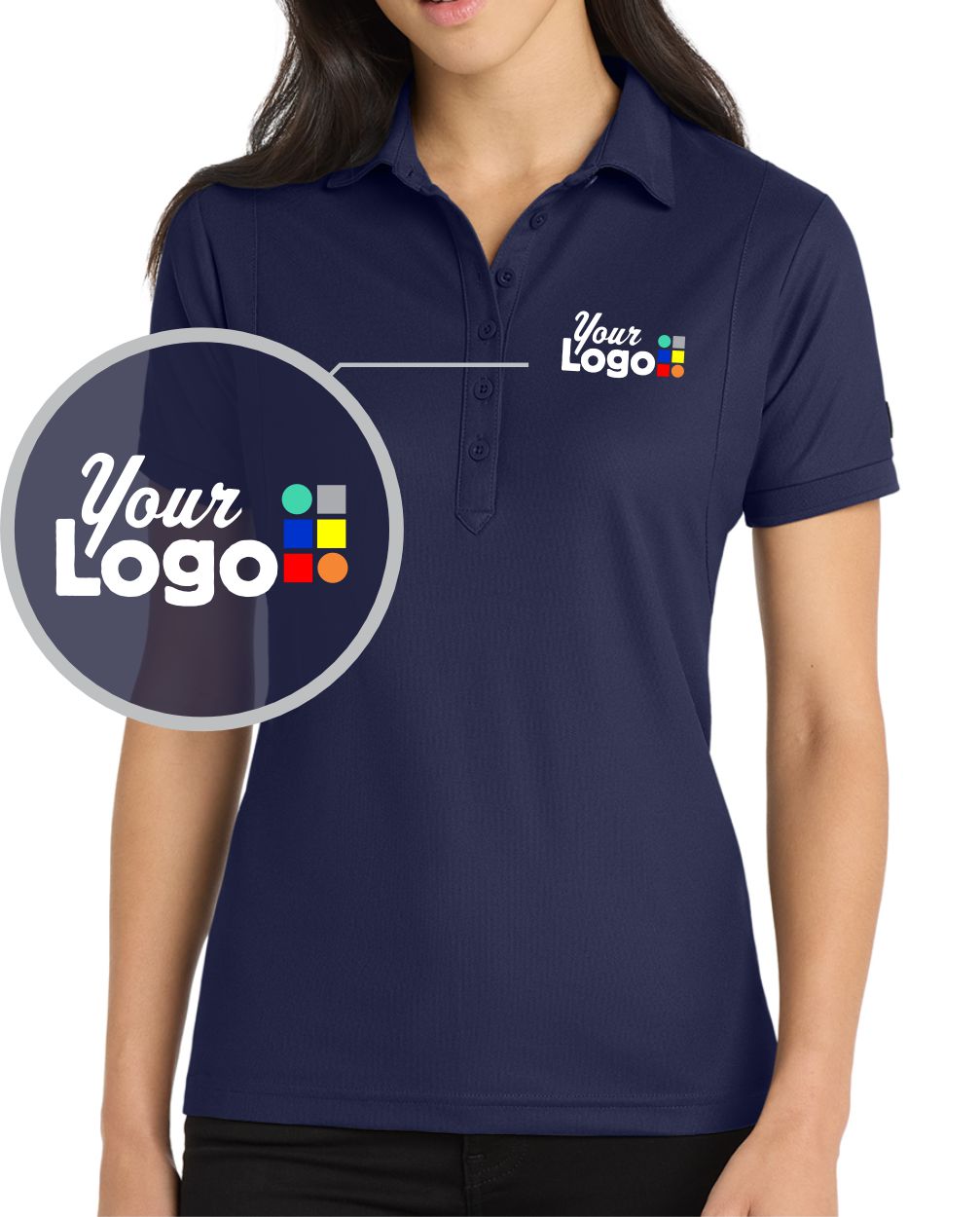 Ogio Women's S/S Jewel Custom Golf Shirt, color: Navy