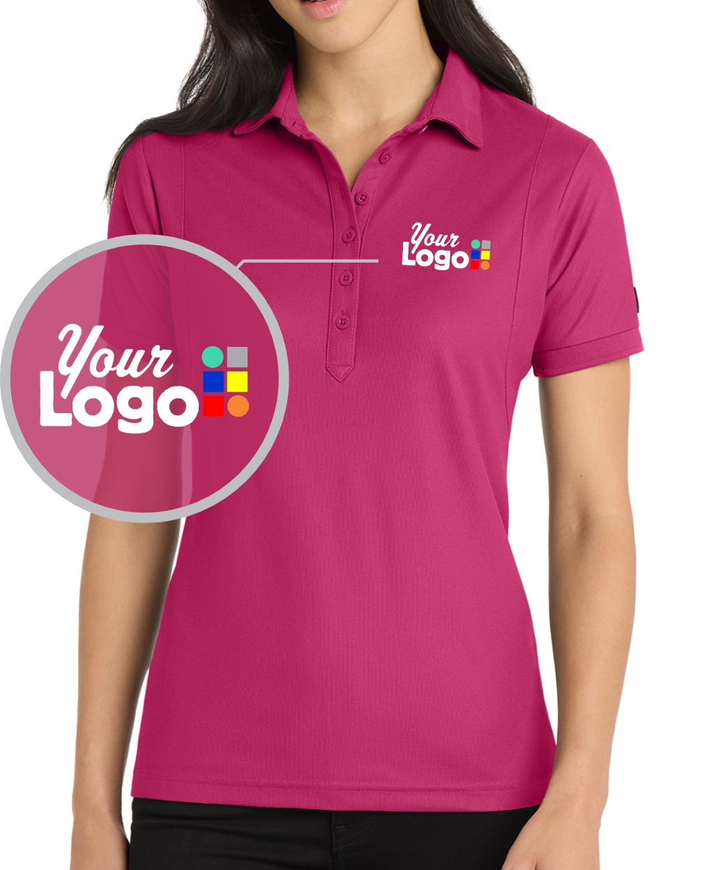 Ogio Women's S/S Jewel Custom Golf Shirt, color: Pink Crush
