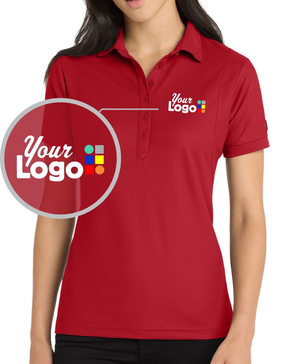 Ogio Women's S/S Jewel Custom Golf Shirt, color: Signal Red