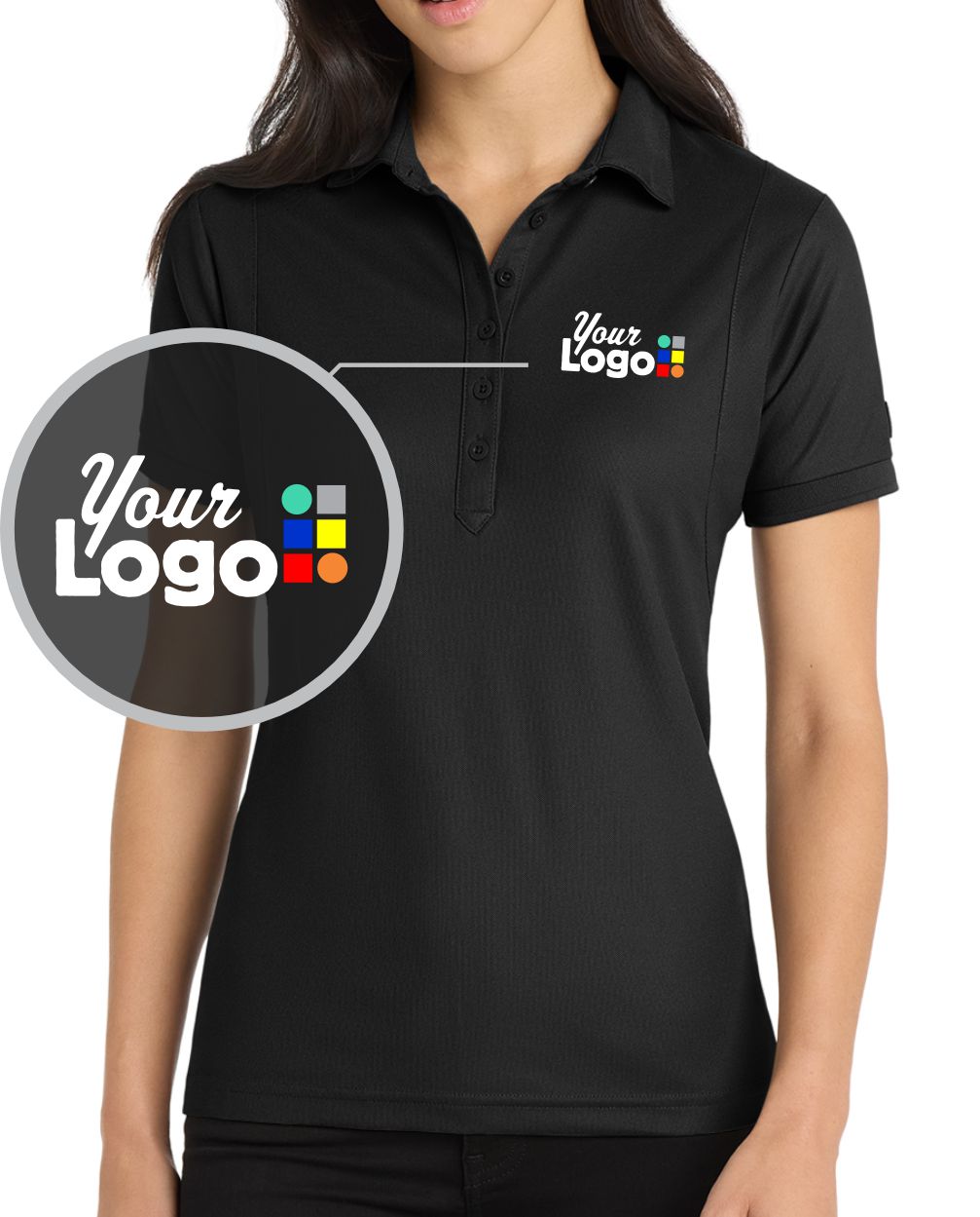 Ogio Women's S/S Jewel Custom Golf Shirt, color: Blacktop