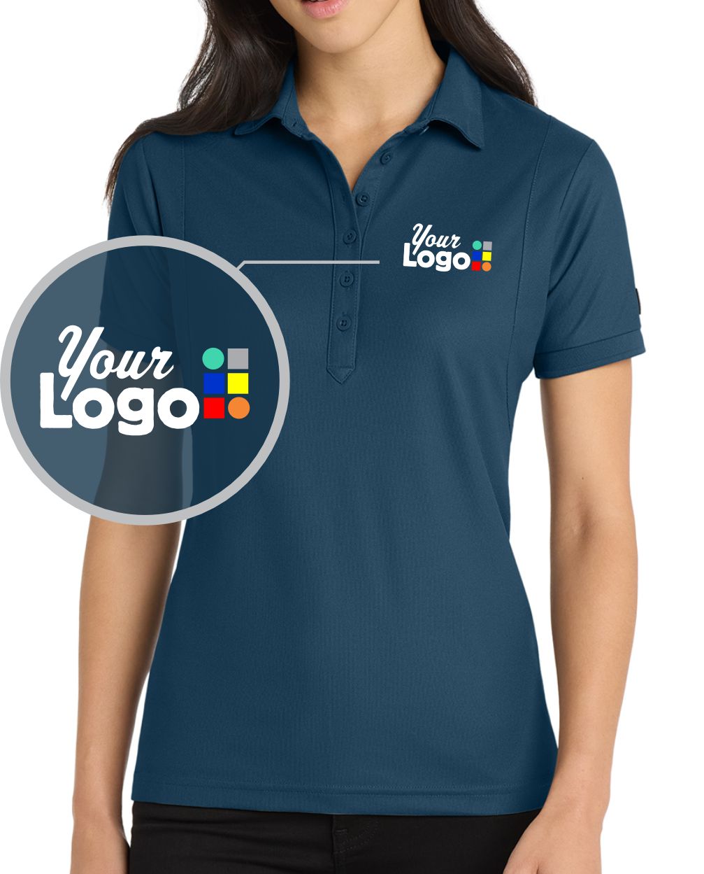 Ogio Women's S/S Jewel Custom Golf Shirt, color: Spar Blue