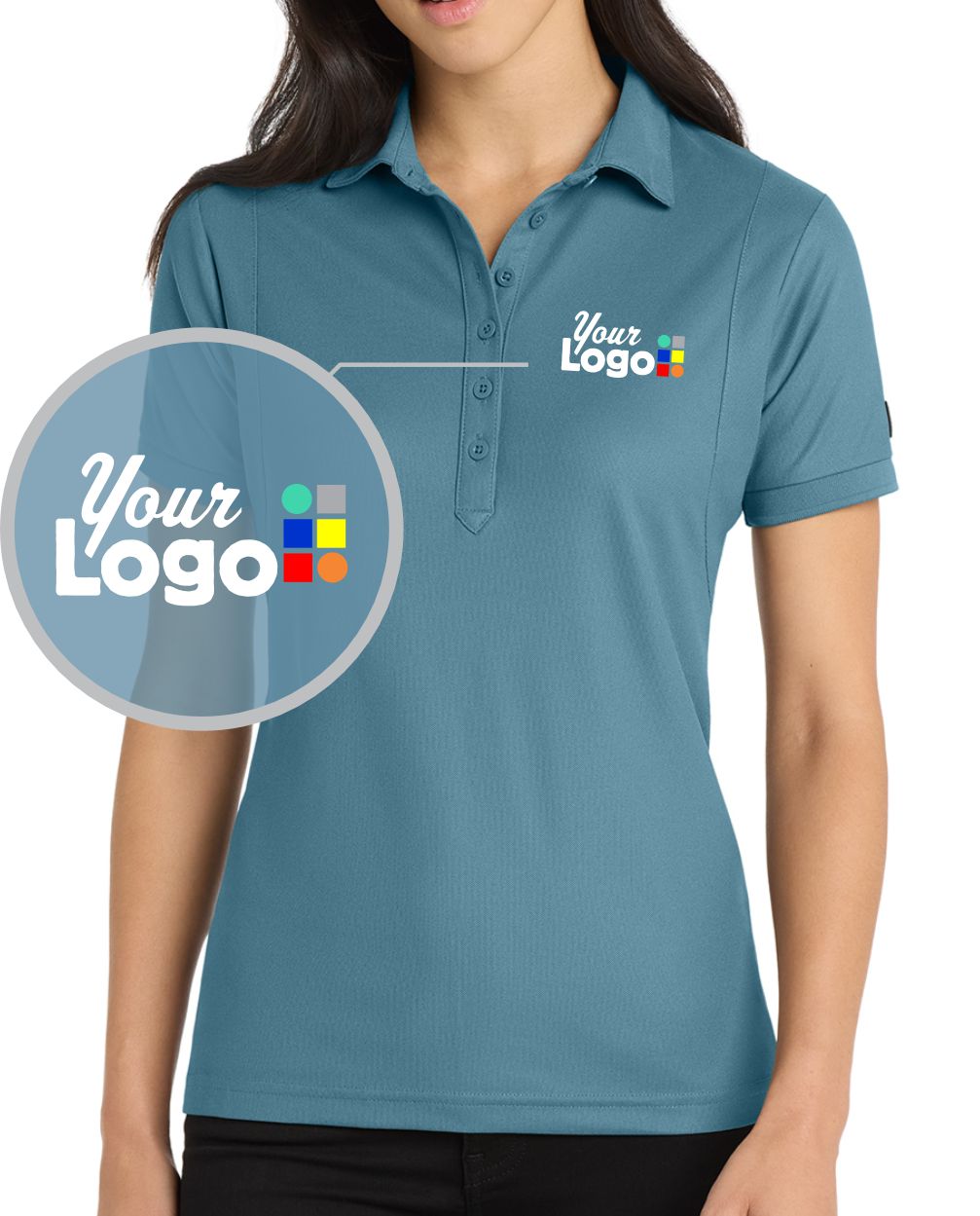 Ogio Women's S/S Jewel Custom Golf Shirt, color: Blue Mist