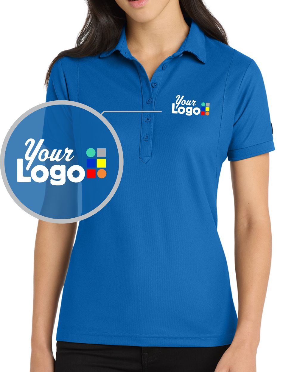 Ogio Women's S/S Jewel Custom Golf Shirt, color: Electric Blue