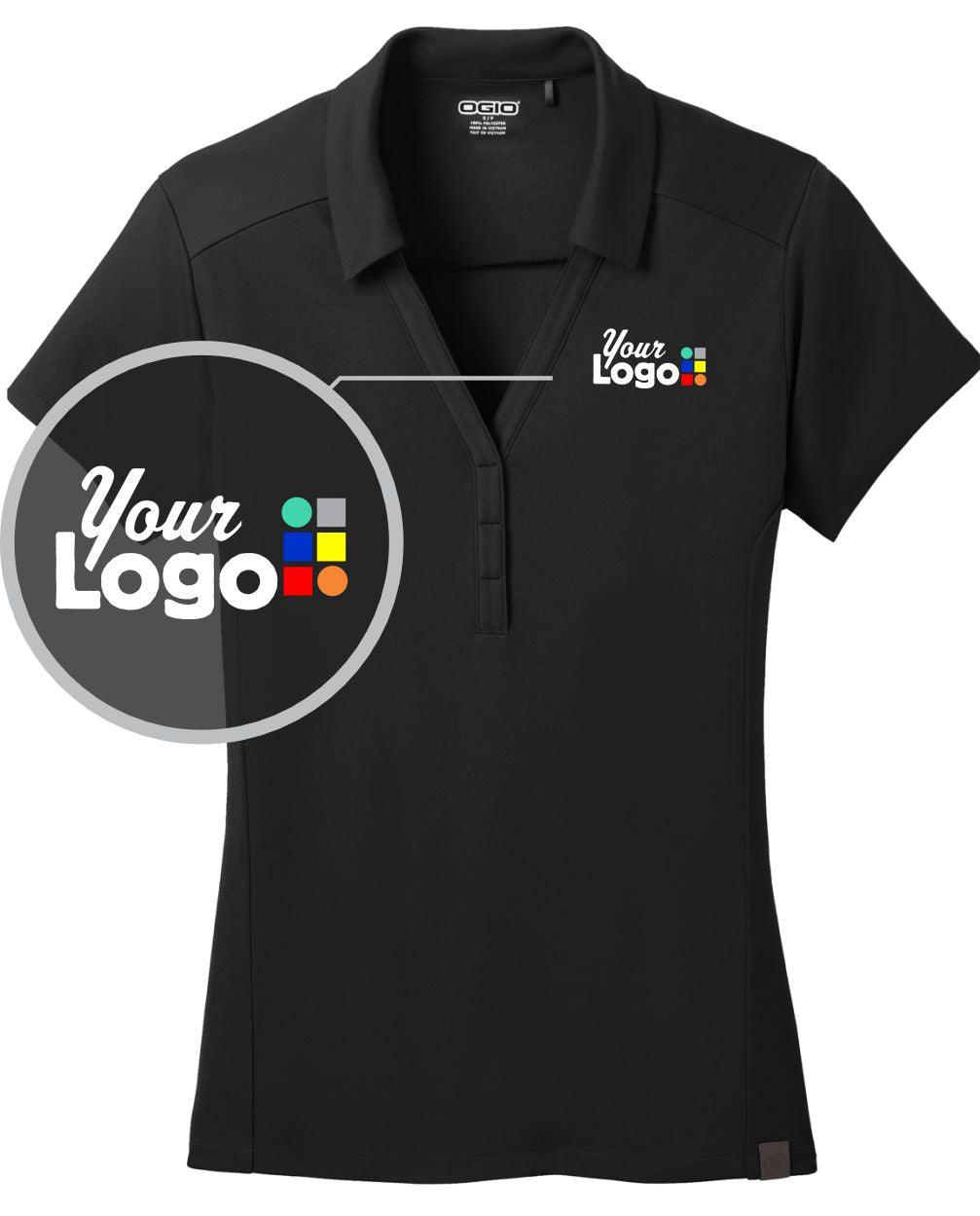 Ogio Women's S/S Framework Custom Golf Shirt, color: Blacktop