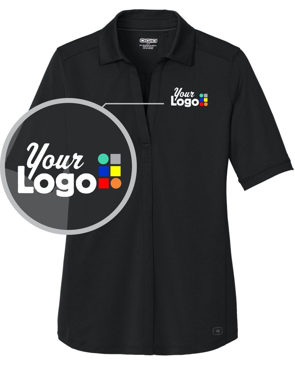Ogio Women's S/S Limit Custom Golf Shirt, color: Blacktop