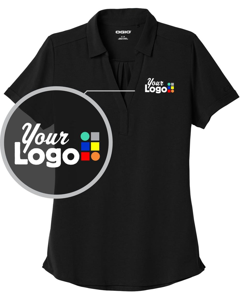 Ogio Women's S/S Limit Custom Golf Shirt, color: Blacktop