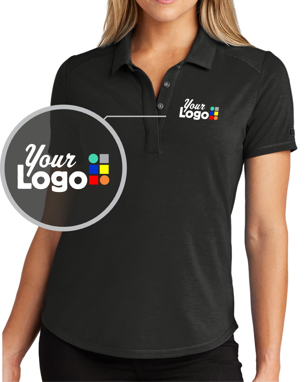 Ogio Women's S/S Motion Custom Golf Shirt, color: Blacktop