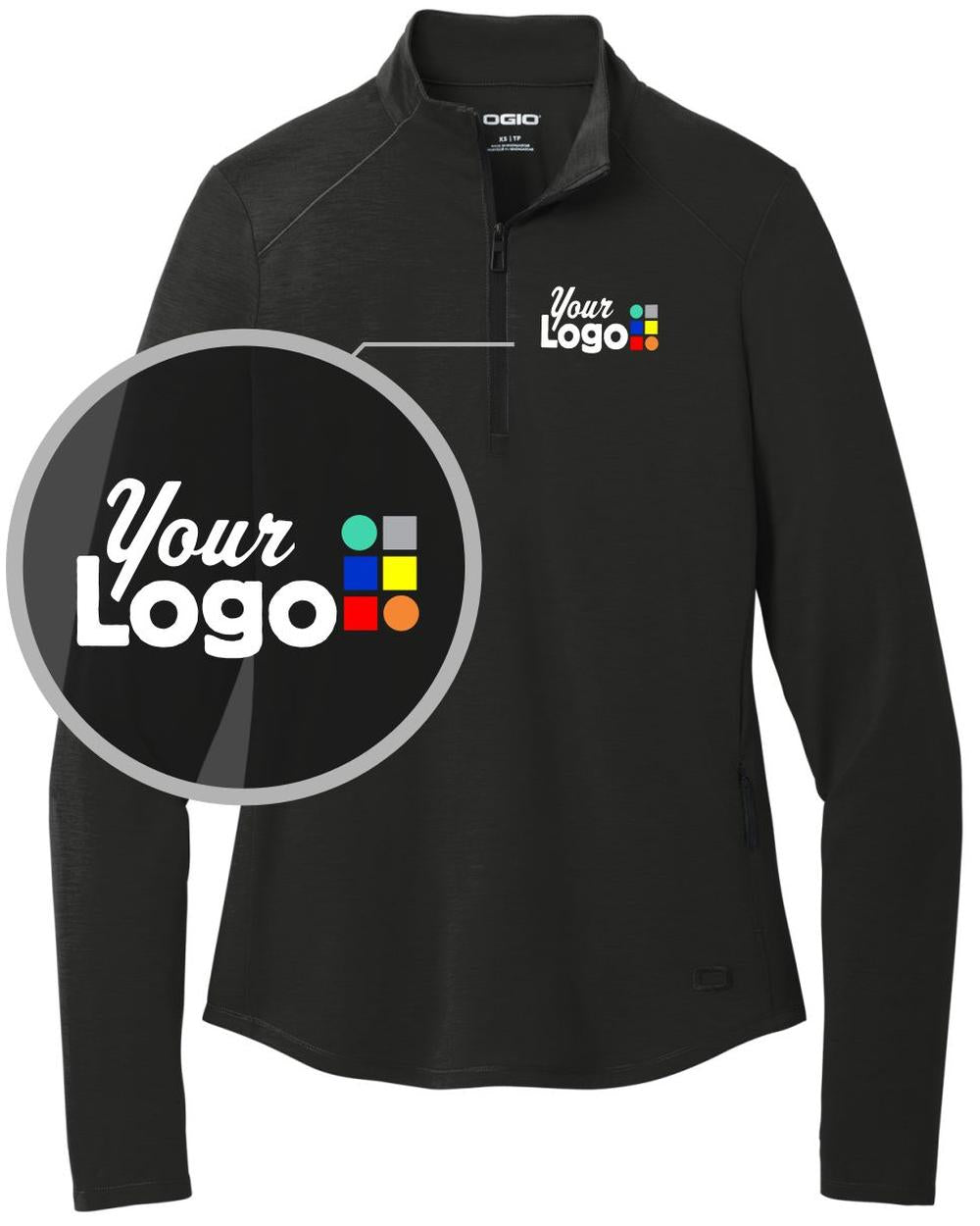 Ogio Motion 1/4 Zip Custom Pullover, color: Blacktop