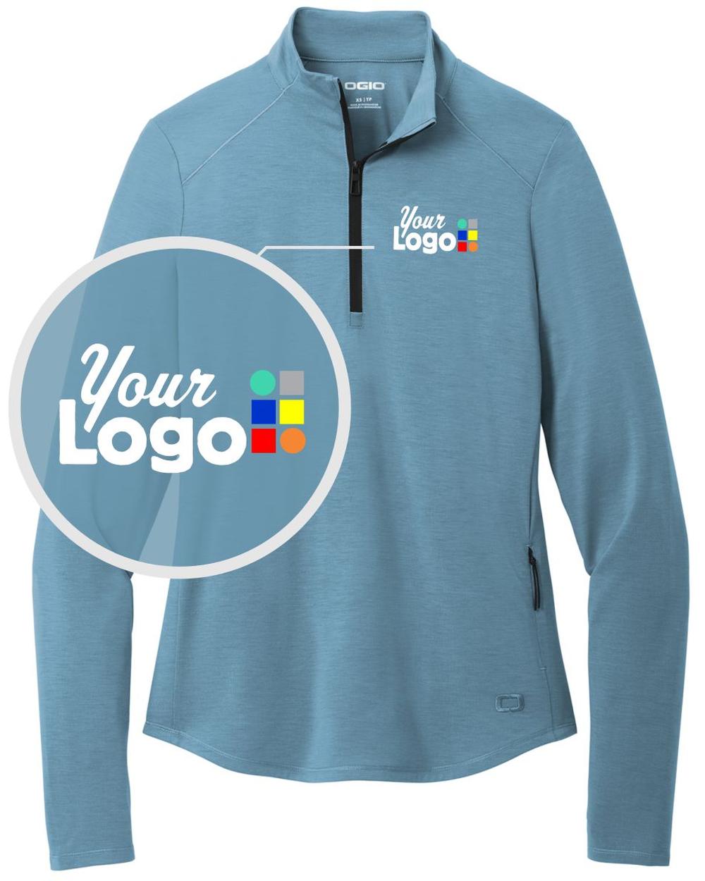 Ogio Motion 1/4 Zip Custom Pullover, color: Blue Mist