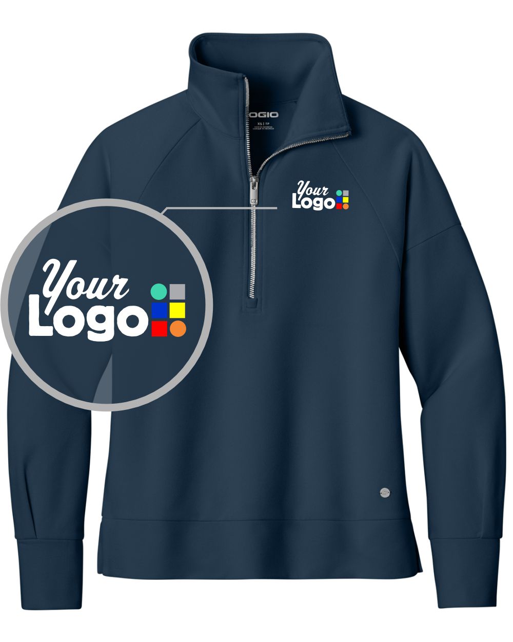 Ogio Luuma 1/2-Zip Custom Pullover, color: River Blue Navy