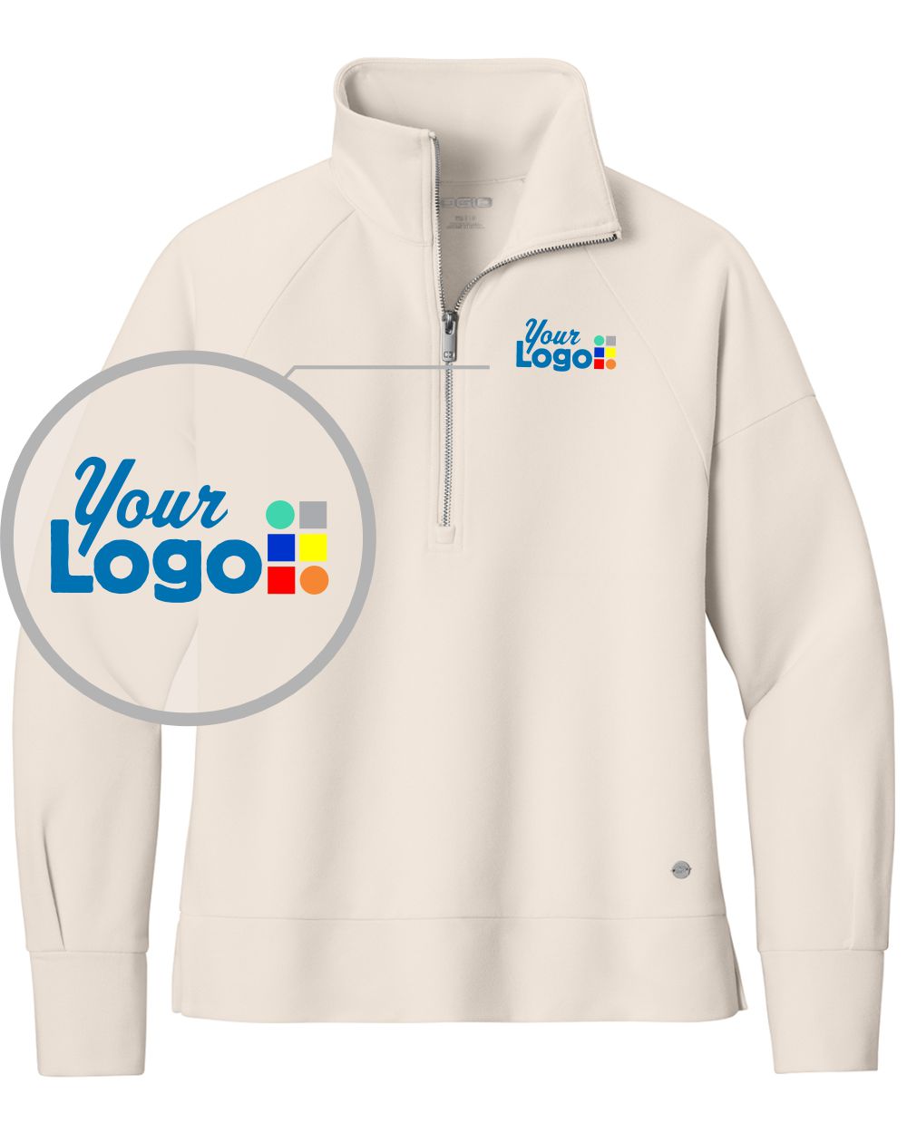 Ogio Luuma 1/2-Zip Custom Pullover, color: Light Suede