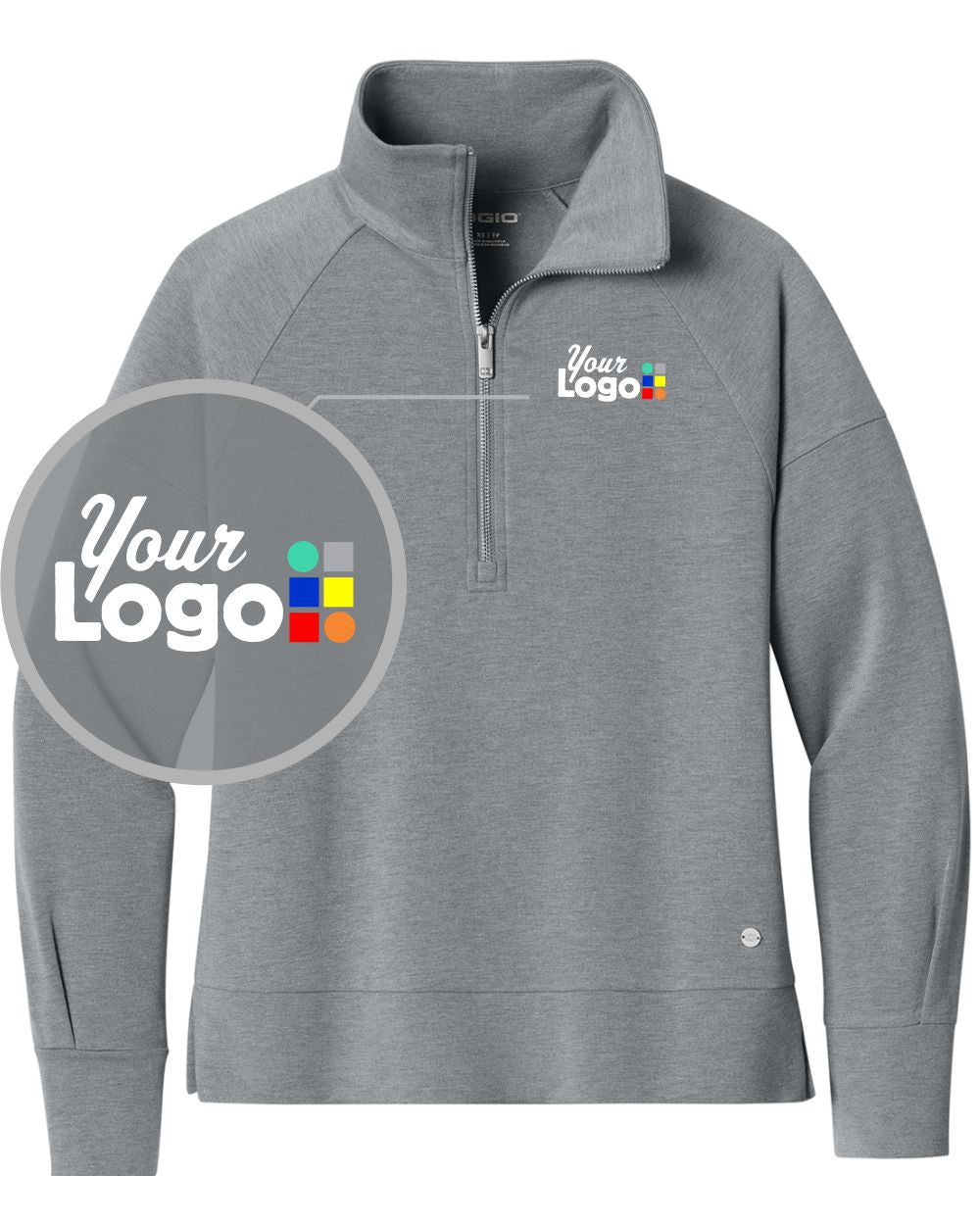 Ogio Luuma 1/2-Zip Custom Pullover, color: Petrol Grey Heather