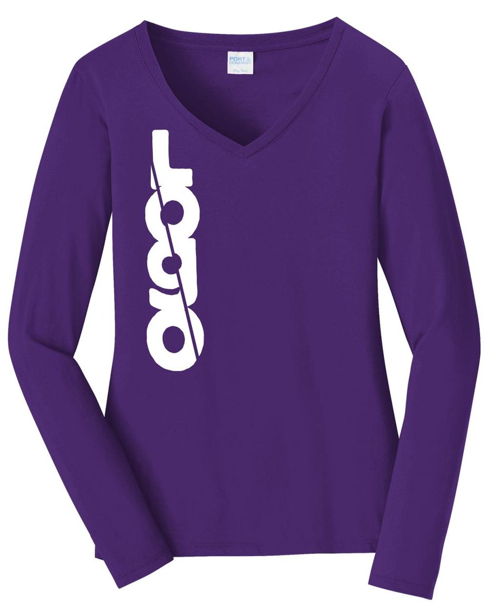 Port & Company L/S Fan Favorite V-Neck Custom T-Shirt, color: Team Purple
