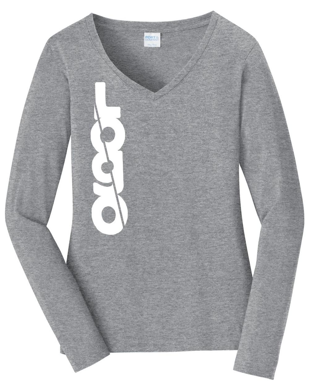 Port & Company Women's L/S Fan Favorite V-Neck Custom T-Shirt, color: Athletic Heather