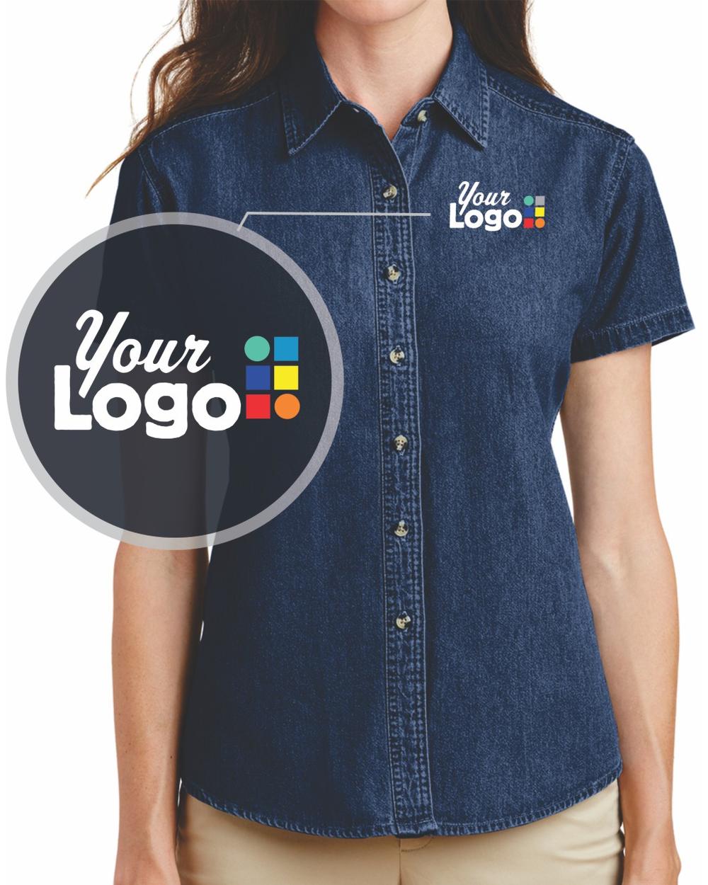 Port & Company S/S Value Denim Custom Shirt, color: Ink Blue