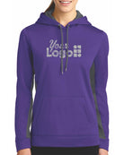 Sport-Tek ColorBlock Custom Hoodie, color: Purple/Dark Smoke Grey