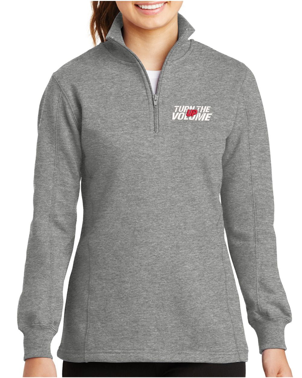 Sport-Tek 1/4 Zip Turn The Volume Up Sweatshirt, color: Vintage Heather
