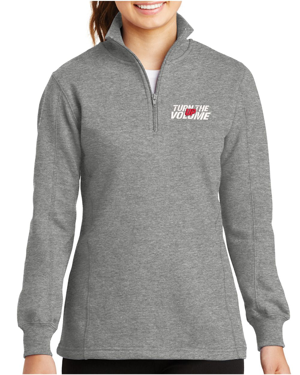 Sport-Tek 1/4 Zip Turn The Volume Up Sweatshirt, color: Vintage Heather