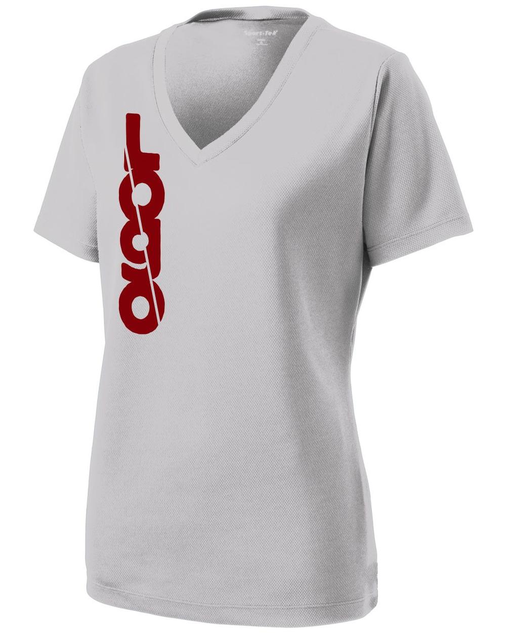 Sport-Tek S/S PosiCharge RacerMesh V-Neck Custom T-Shirt, color: Silver