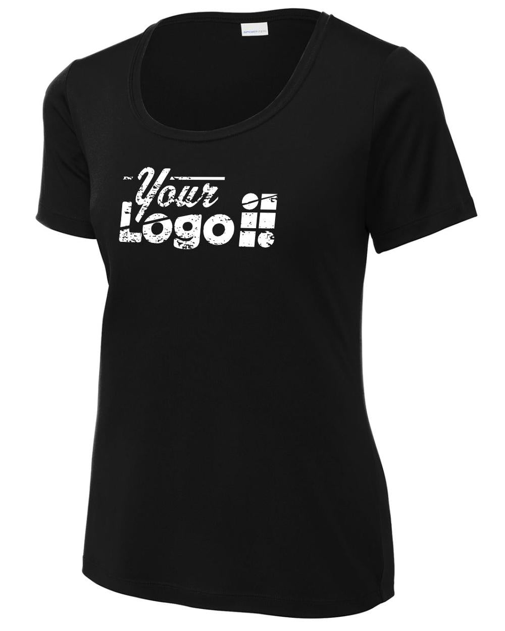 Sport-Tek Women's S/S Posi-UV Pro Scoop Neck Custom T-Shirt, color: Black
