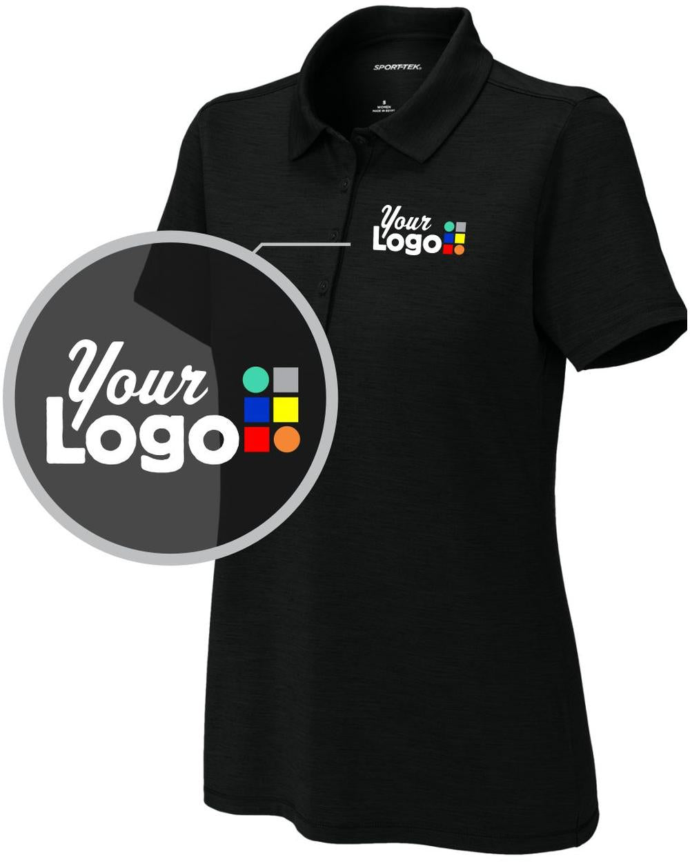 Sport-Tek Women's S/S Versa Custom Golf Shirt, color: Black
