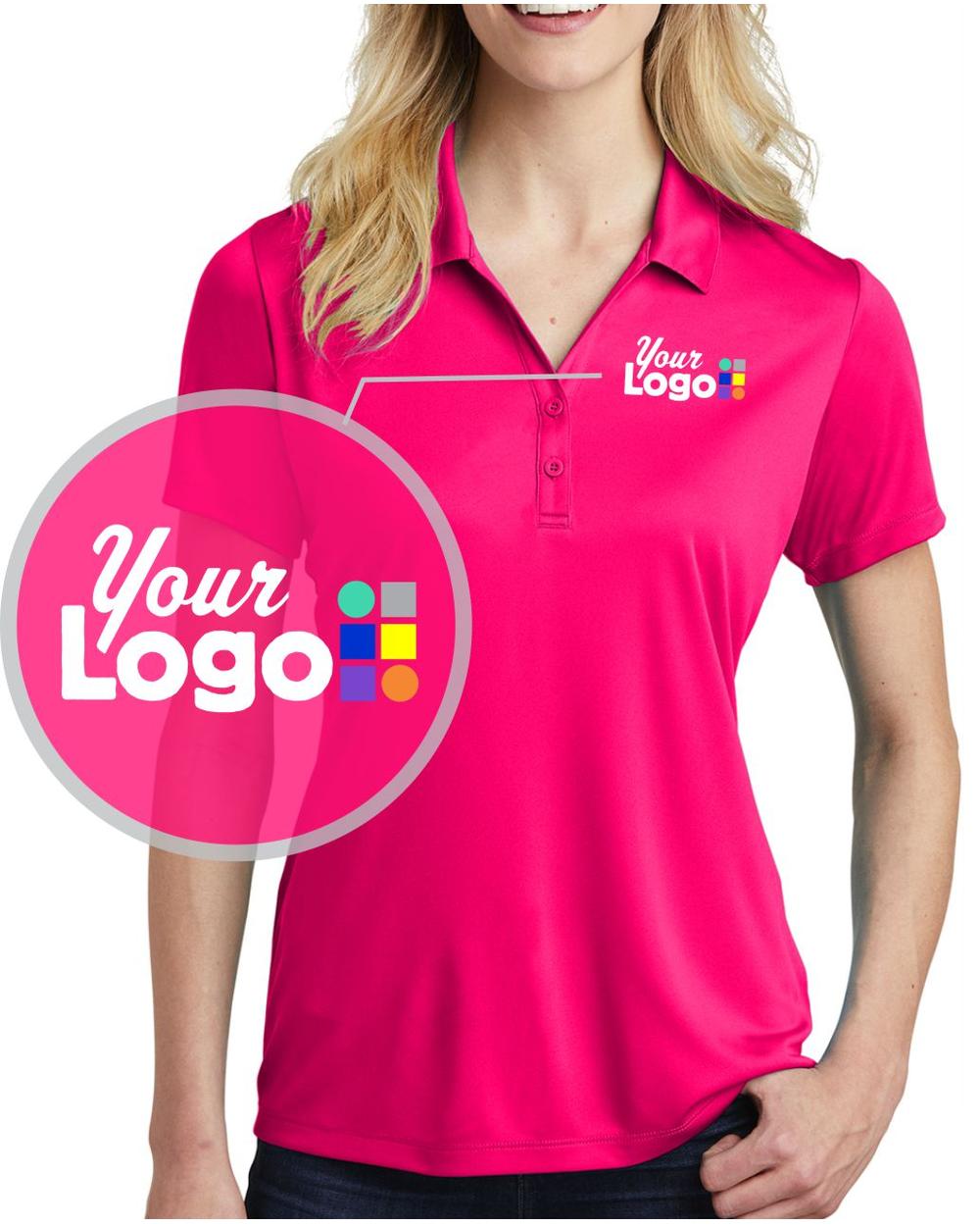 Sport-Tek S/S PosiCharge Competitor Custom Golf Shirt, color: Pink Raspberry