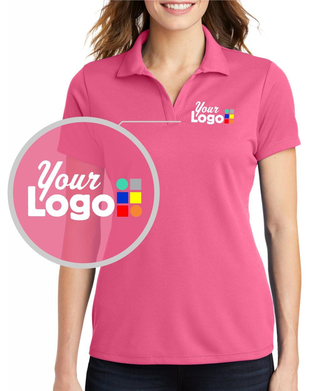 Sport-Tek S/S Posicharge Racermesh Custom Golf Shirt, color: Bright Pink