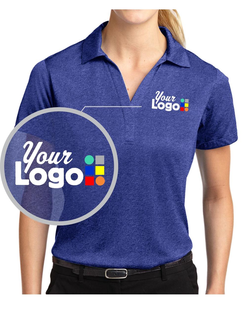 Sport-Tek S/S Heather Contender Custom Golf Shirt, color: Cobalt Heather