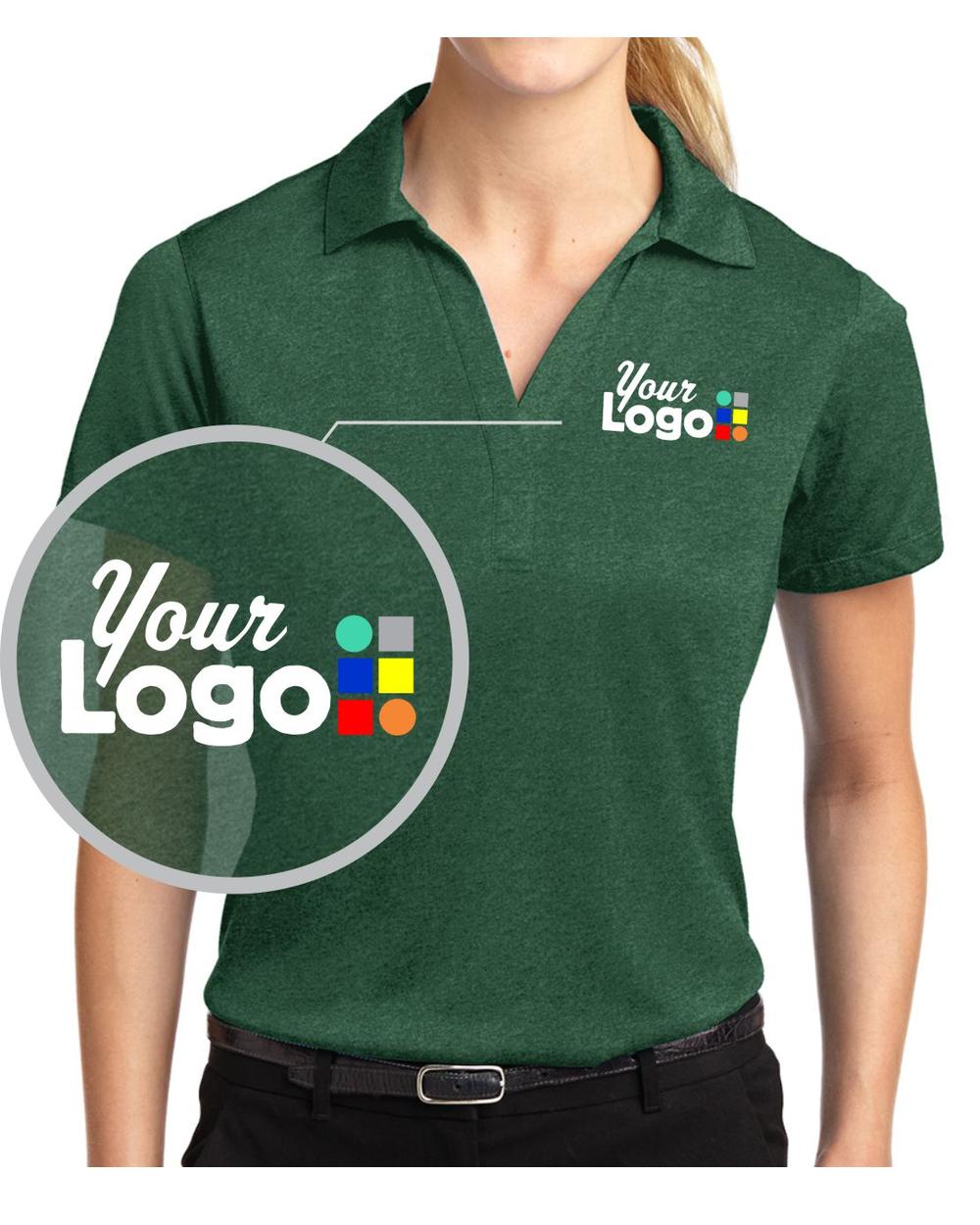 Sport-Tek S/S Heather Contender Custom Golf Shirt, color: Forest Green Heather