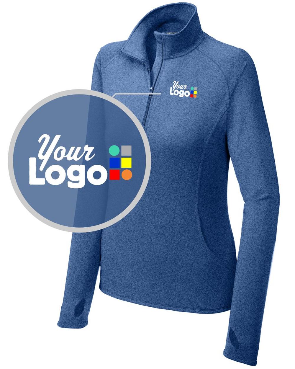 Sport-Tek Sport-Wick Stretch 1/4 Zip Custom Pullover, color: True Royal Heather