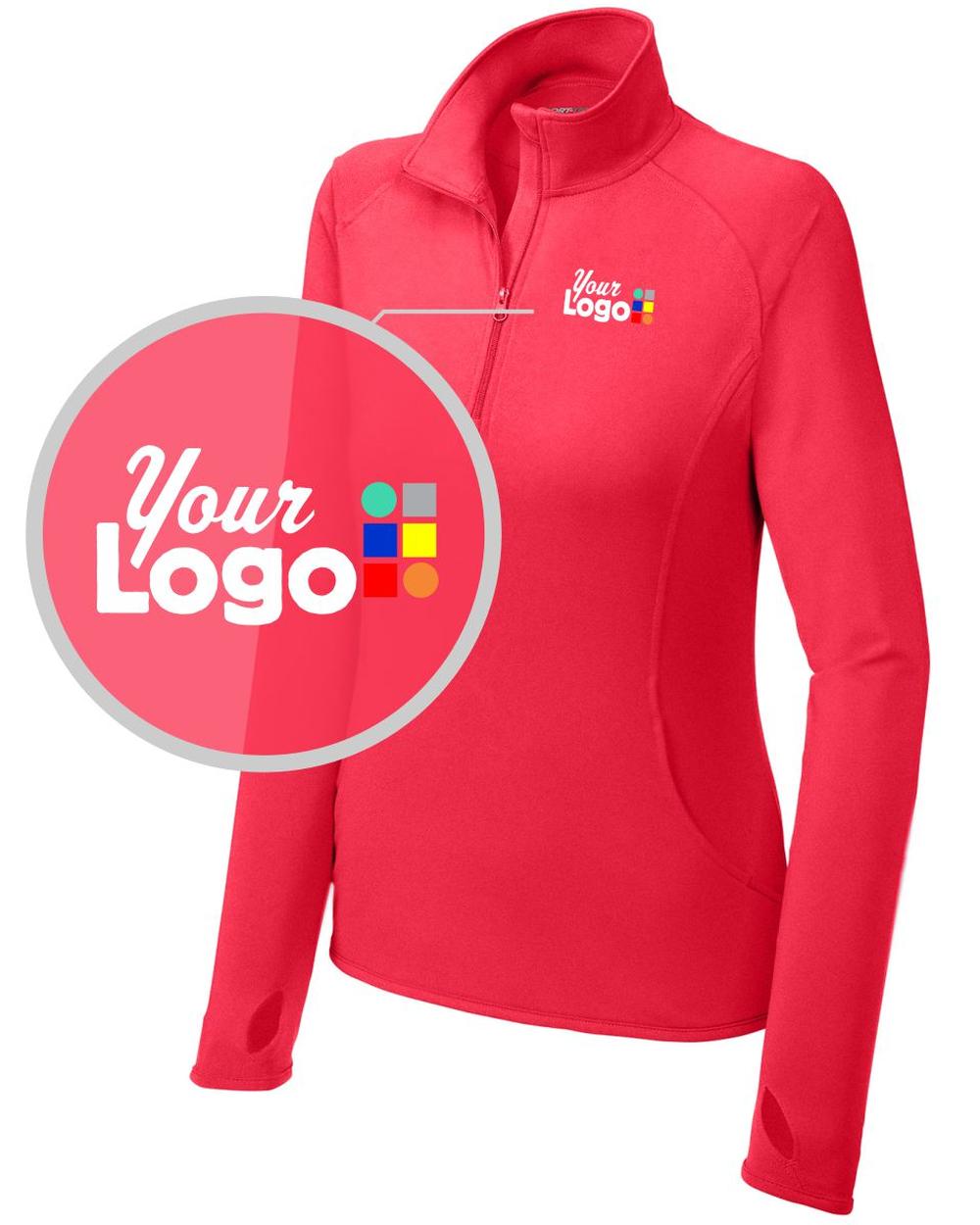 Sport-Tek Sport-Wick Stretch 1/4 Zip Custom Pullover, color: Hot Coral