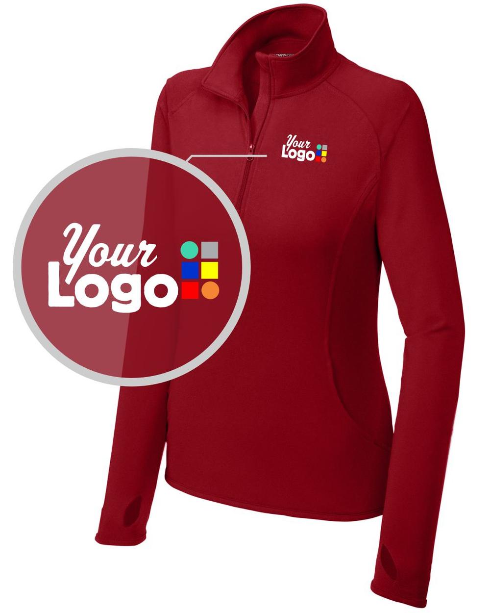 Sport-Tek Sport-Wick Stretch 1/4 Zip Custom Pullover, color: Deep Red