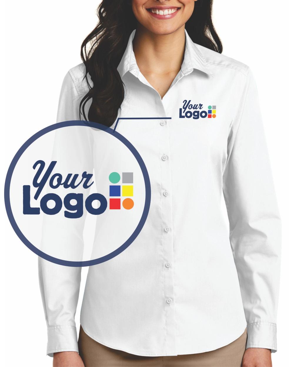 Port Authority L/S Carefree Poplin Custom Shirt, color: White