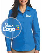 Port Authority L/S Carefree Poplin Custom Shirt, color: Coastal Blue