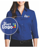 Port Authority 3/4 Carefree Poplin Custom Shirt, color: True Royal