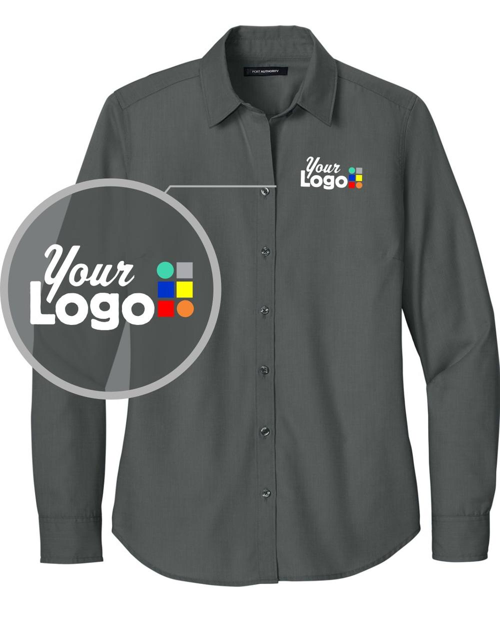 Port Authority L/S Nailhead Easy Care Custom Shirt, color: Deep Black