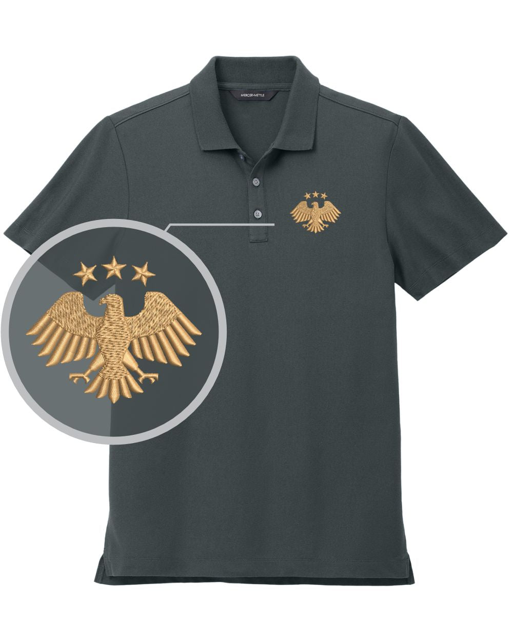 MERCER-METTLE S/S Stretch Piaue Syria's New Eagle Golf Shirt, color: Storm Grey
