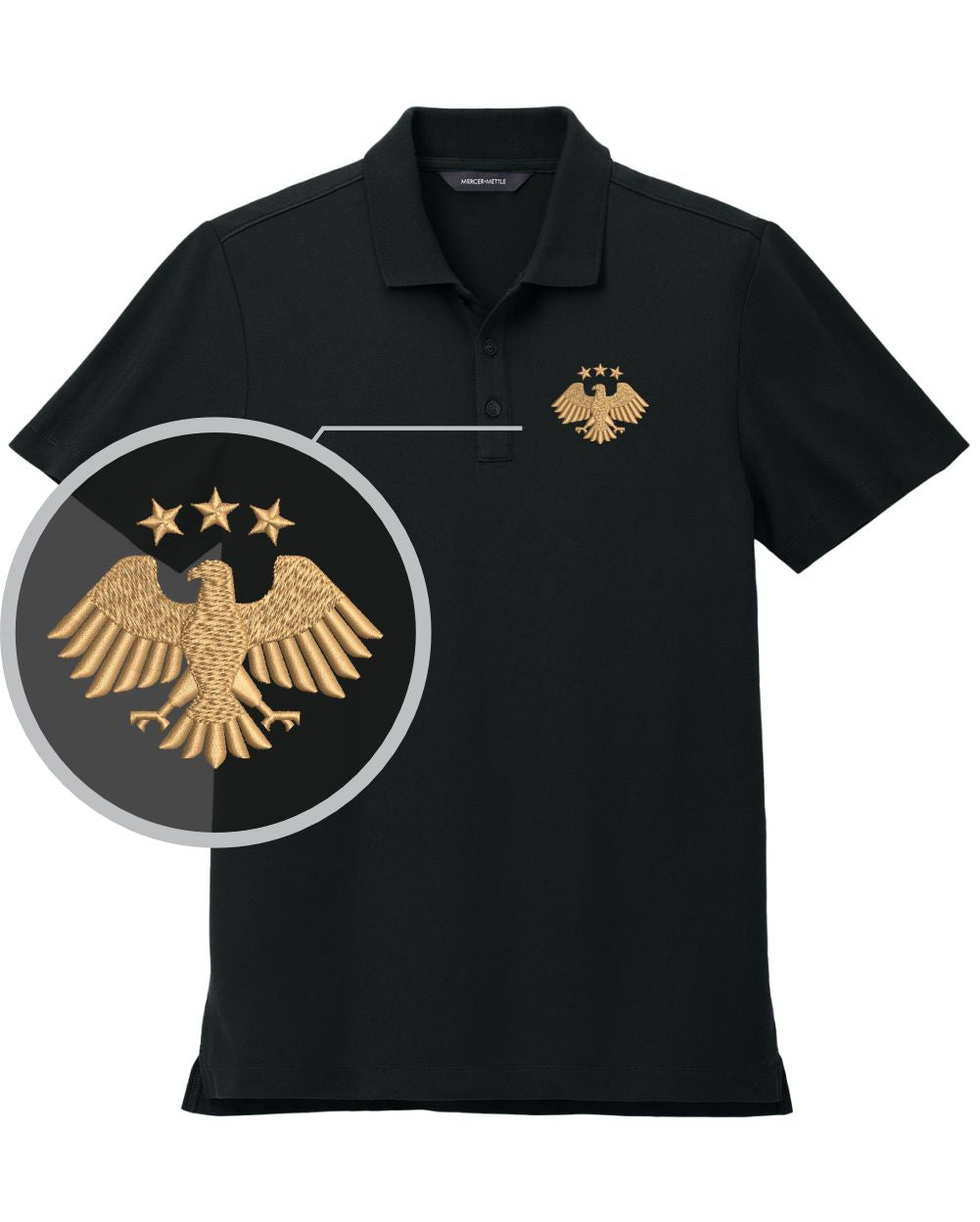 MERCER-METTLE S/S Stretch Piaue Syria's New Eagle Golf Shirt, color: Deep Black