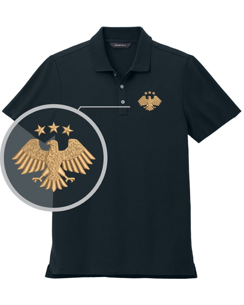 MERCER-METTLE S/S Stretch Piaue Syria's New Eagle Golf Shirt, color: Night Navy
