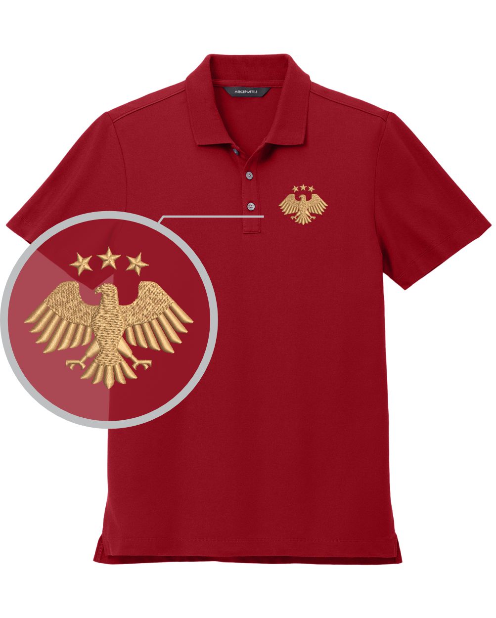 MERCER-METTLE S/S Stretch Piaue Syria's New Eagle Golf Shirt, color: Apple Red